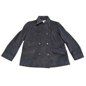 J. CREW Black Double Breasted Pea Coat Wool Cashmere (Women's Large)